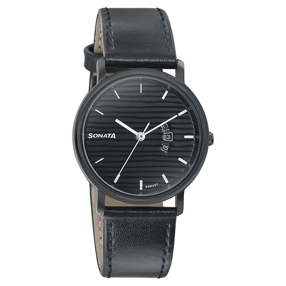 Buy Sonata Men Black Dial Analog Watch - 77105Nm04W online