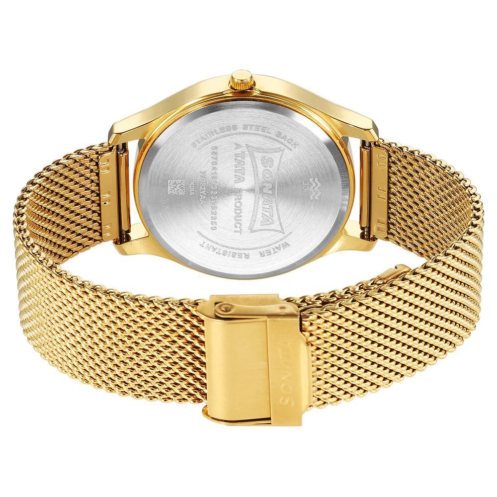 Buy Sonata Silver Dial Golden Metal Strap Watch - NM8092YM03 online