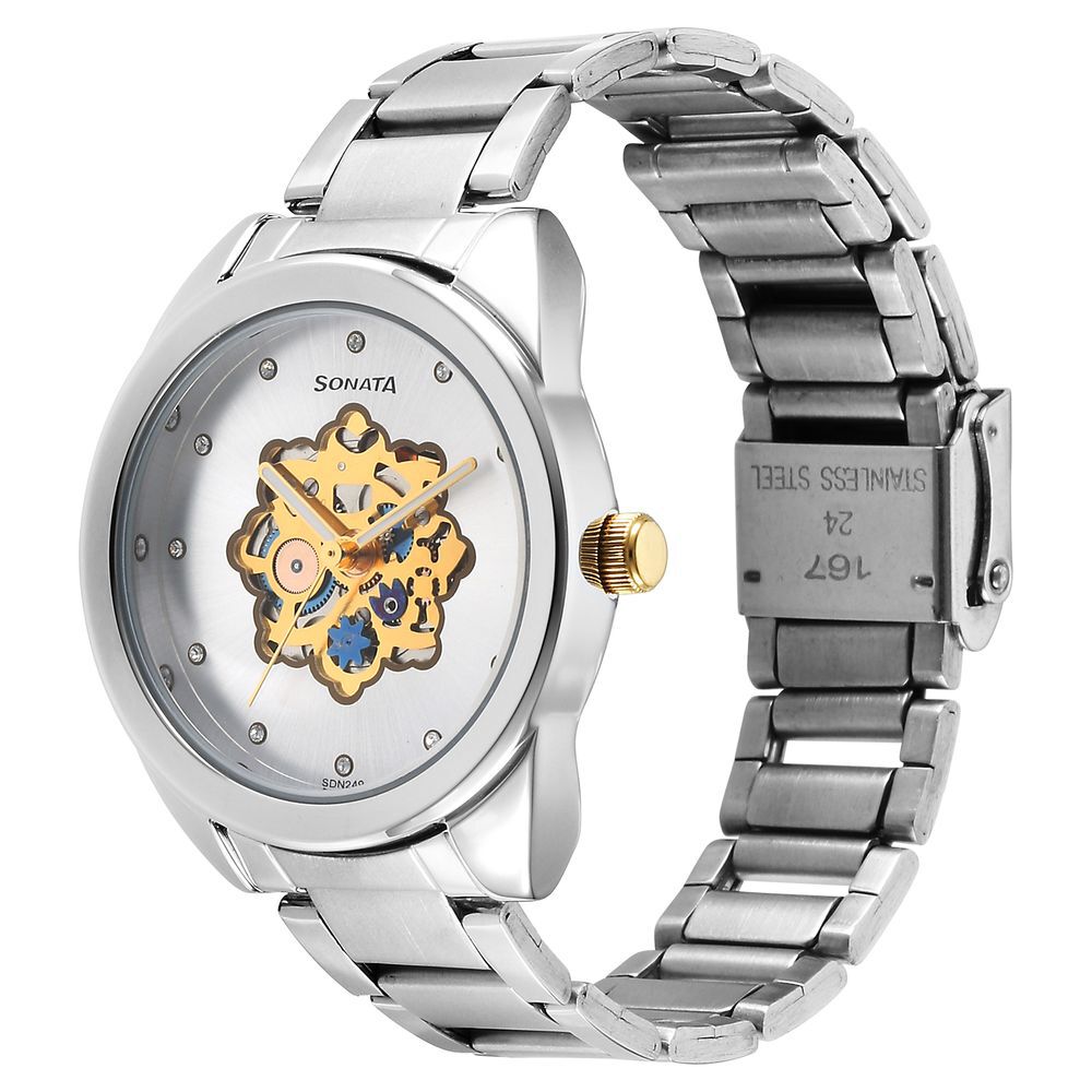 Buy Online Sonata Beyond Gold Quartz Analog Black Dial Metal Strap Watch  for Men - nr77031km03 | Titan