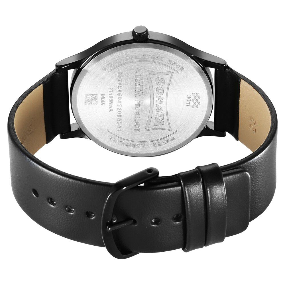 BOSS - Black-dial watch with leather strap