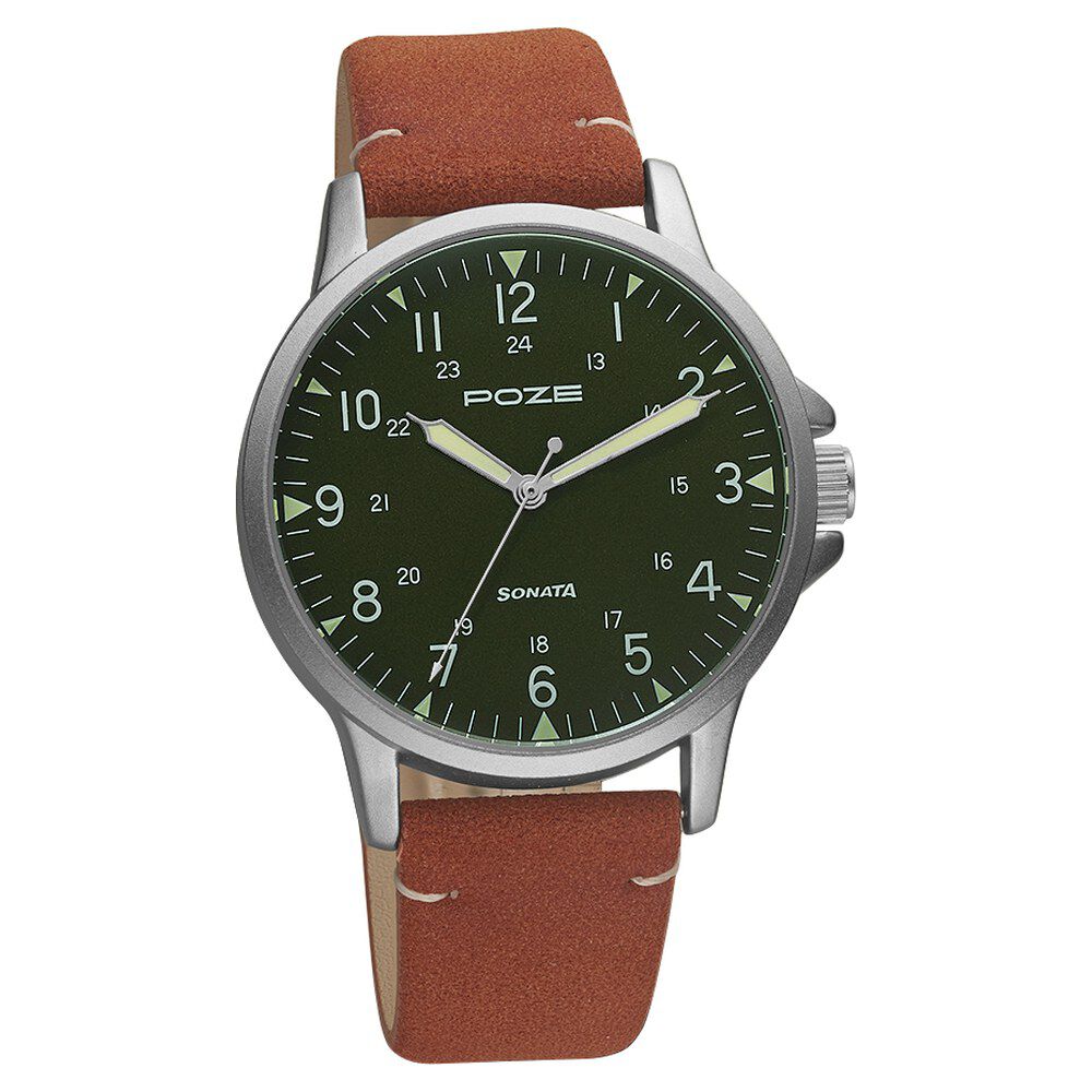 Titan Stellar Quartz 10012QM01 Multifunction Green Dial Stainless Steel Strap  Watch for Men