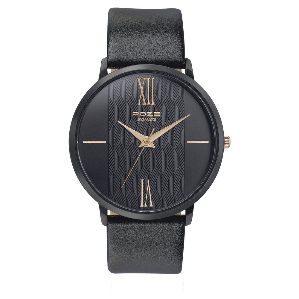 Sonata Quartz Analog with Date Black Dial Watch for Men