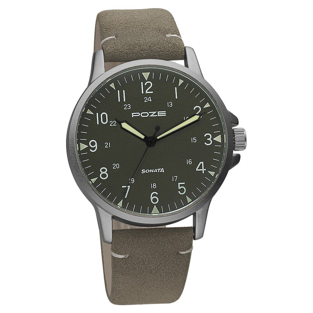 Buy Online Sonata Unveil Quartz Analog Black Dial Leather Strap Watch for  Men - 7140nl07 | Titan