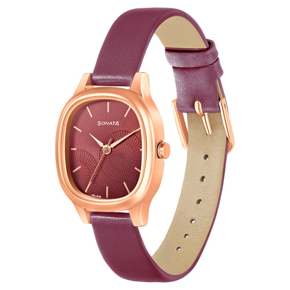 Maroon Leather Watch for Men