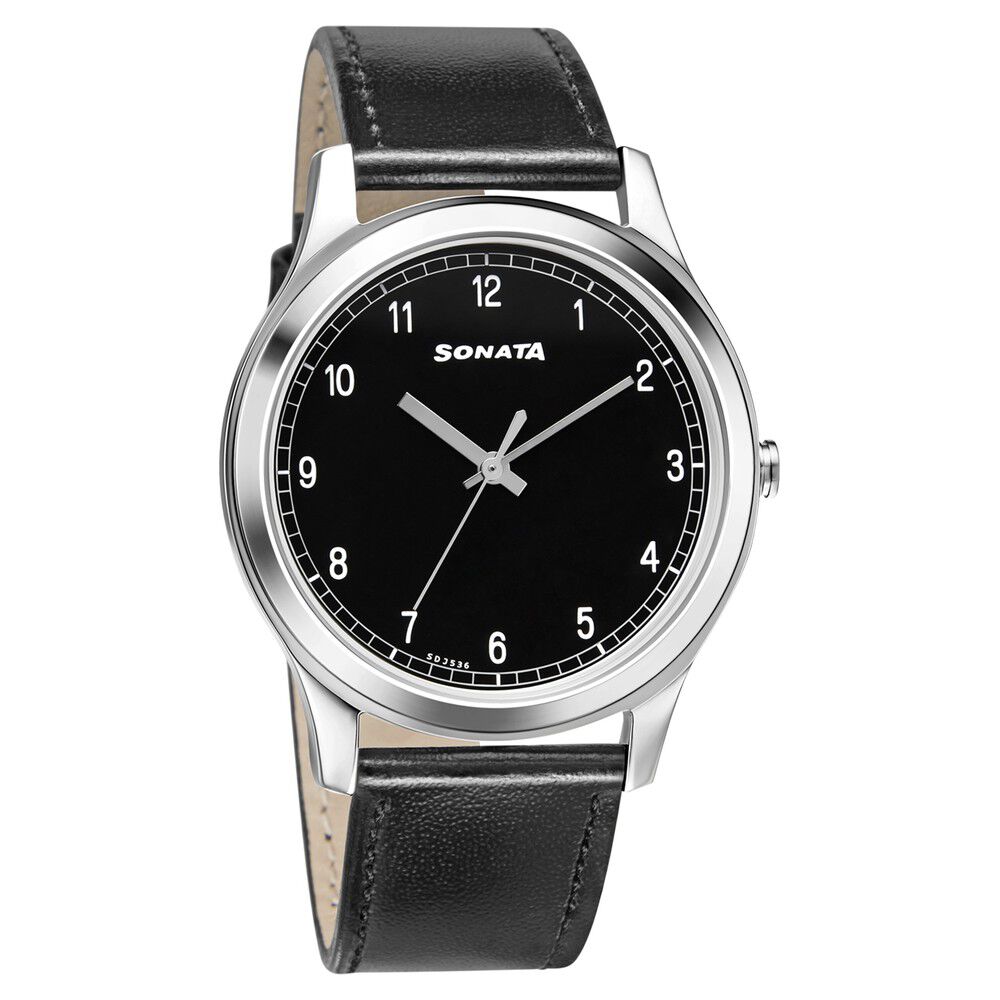 Buy Sonata NM7924NM01 Black Dial Analog Watch For Men Online