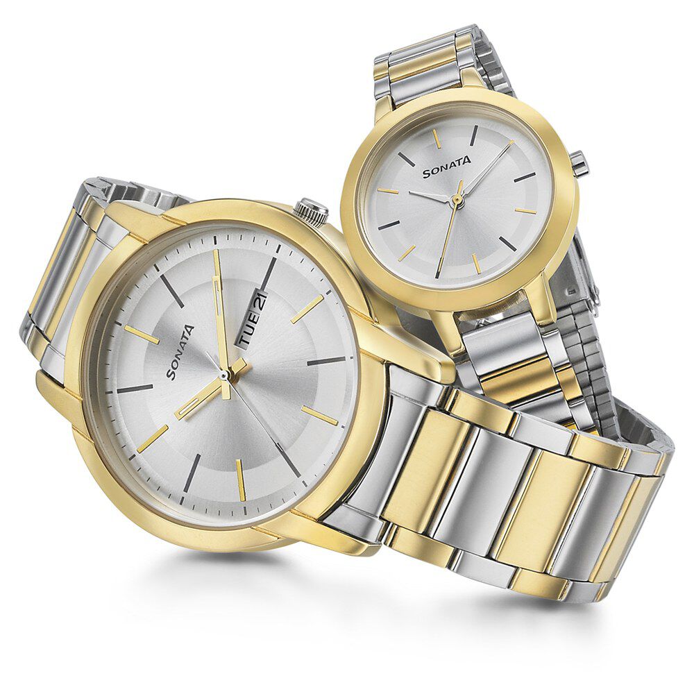 Sonata Pair Watch, Golden at Rs 2499/pair in Mumbai | ID: 21190168755