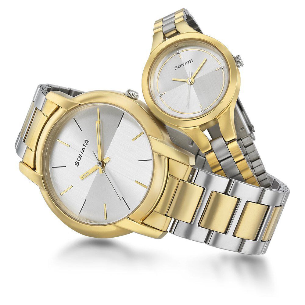 Alluring Analog Gold Dial Couple Watch from Sonata to Mysore, India