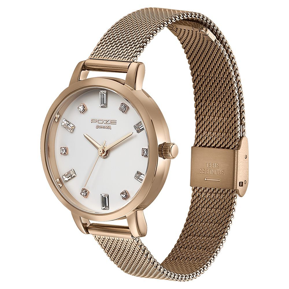 Mixed Metal Pink Metallic Mesh Watch - Lovisa