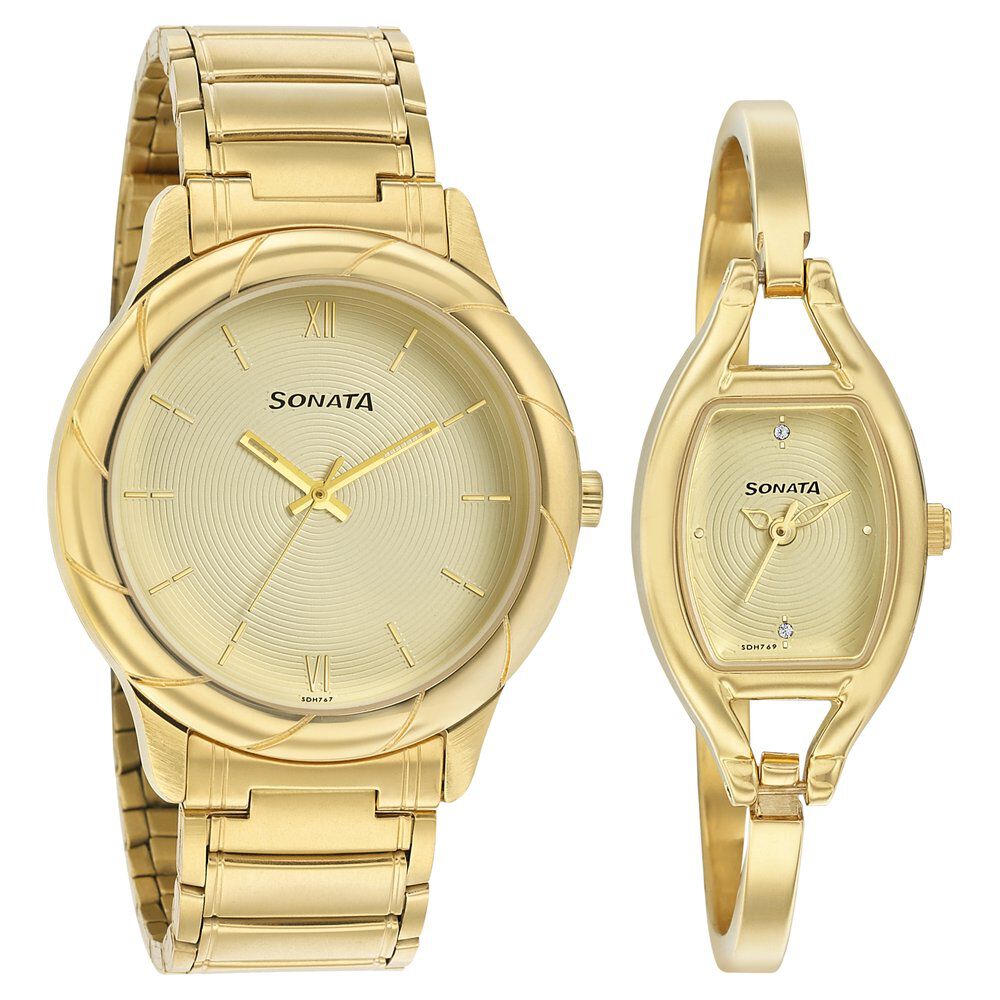 Sonata Champagne Dial Analog watch For Men-NR7007YM13 : Amazon.in: Fashion