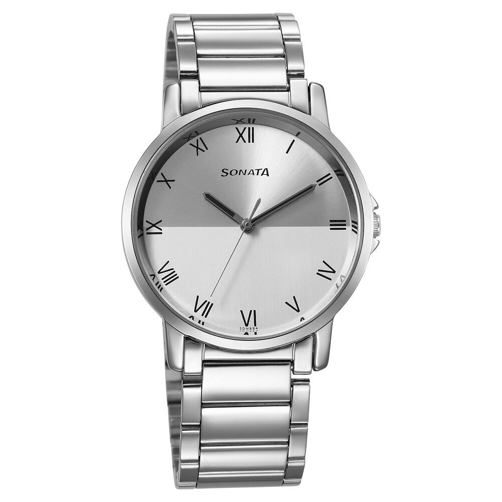 Buy Sonata Silver Stainless Steel Watch-7128SM04 online