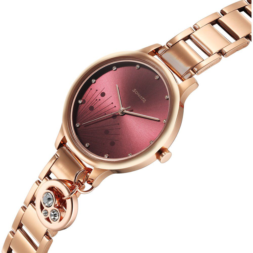 GUESS Rose Gold-Tone And Blush Silicone Multifunction Watch - Pink