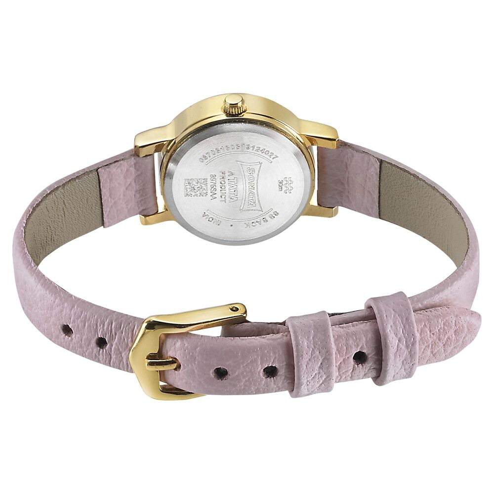 Sonata Play Watch with Pink Dial & Pink Leather Strap Watch For Women