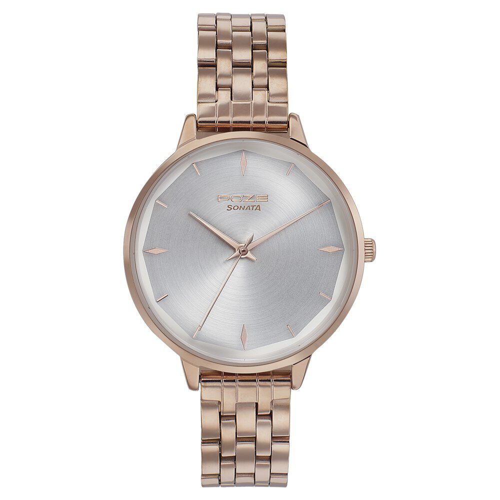 Sonata Champagne Dial Round Golden Stainless Steel Strap Watch at Rs  1100/piece in New Delhi