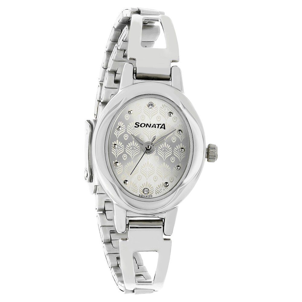 Sonata Pankh Silver Dial Women Watch With Stainless Steel Strap