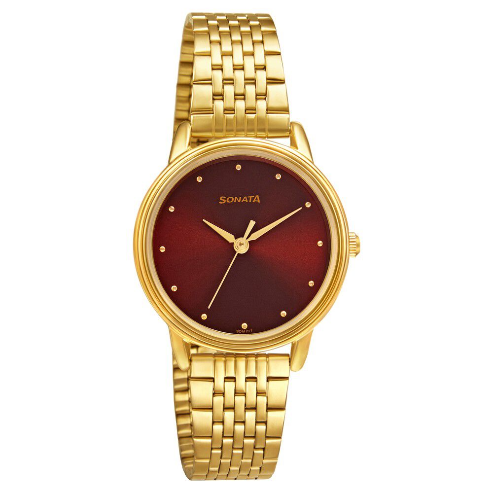 Buy Sonata Men Gold Toned Analogue Watch NK1141YM10 - Watches for Men  4451780 | Myntra