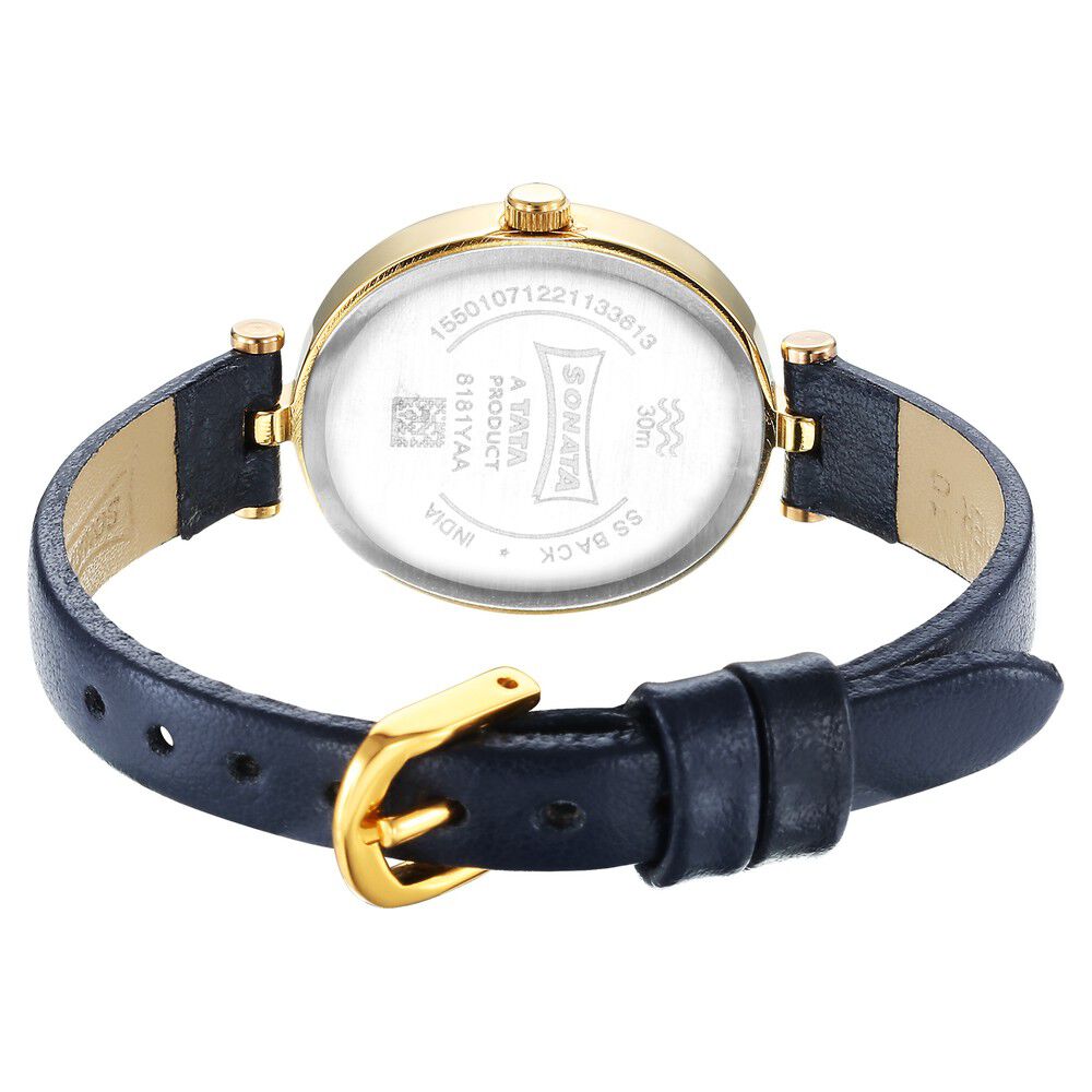 Round E157: Golden Dial Black Belt Small Number Golden Watch, For Formal,  Model Name/Number: Gdbbsngw at Rs 5253 in Pune