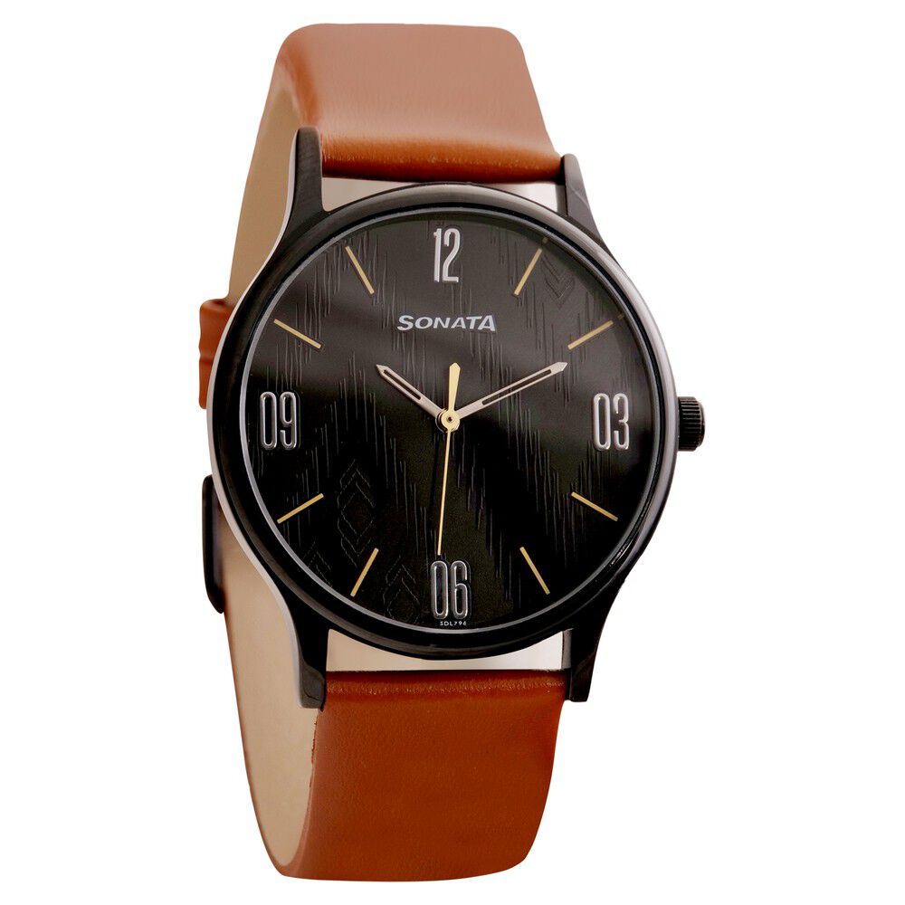 Sonata Play Silver Dial Women Watch With Leather Strap