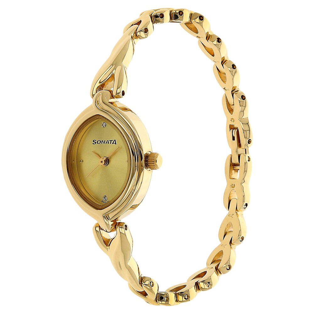 Buy Sonata Free Size Silver Dial Gold Strap Analog Watch For Women -  (8147YM01) Online at Best Prices in India - JioMart.