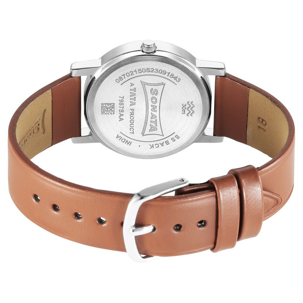 Buy Sonata Poze Quartz Analog Black Dial Leather Strap Watch for  Men-SP70014QL01W at Amazon.in