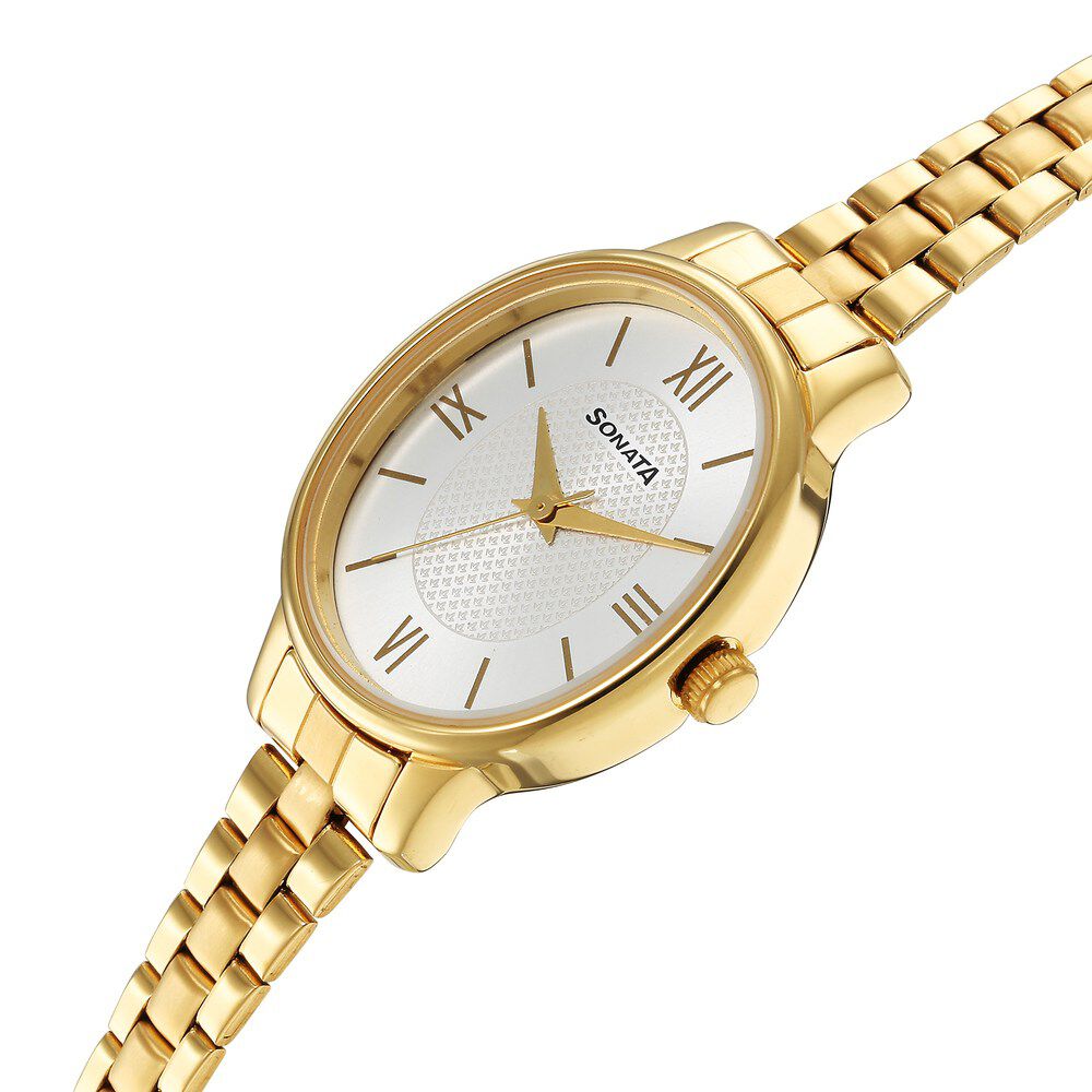 Sonata Champagne Dial Golden Stainless Steel Strap – Zimson Watch Store