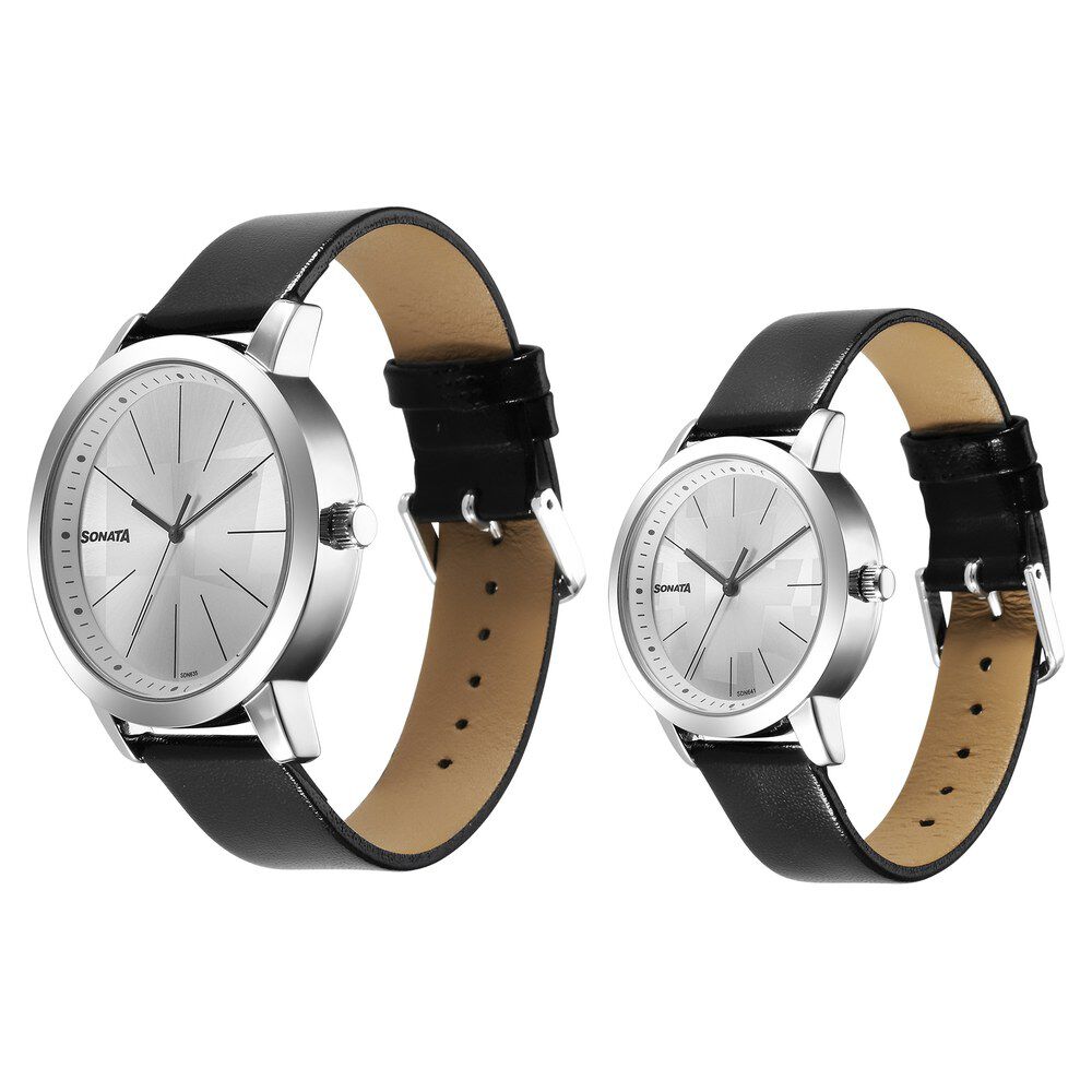 Buy Online Sonata Quartz Analog Silver Dial Stainless Steel Strap Watch for  Couple - 7712587040bm01p | Titan