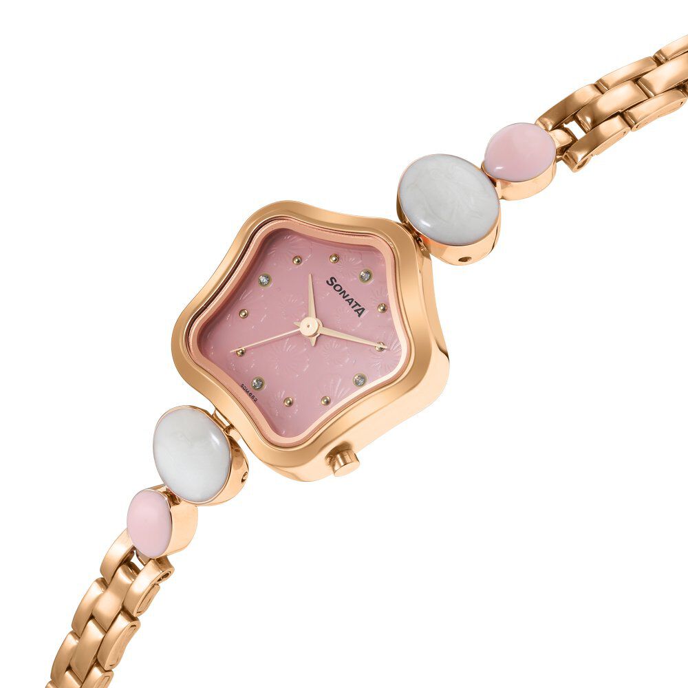 Sonata Women s Analog Gold Bracelet Watch