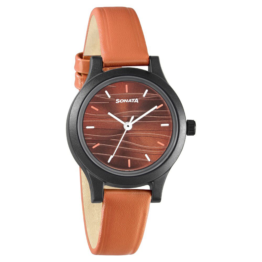 Buy Women's Sonata Women's Black Analog Leather Strap Watch | 8164NL01  Online | Centrepoint UAE