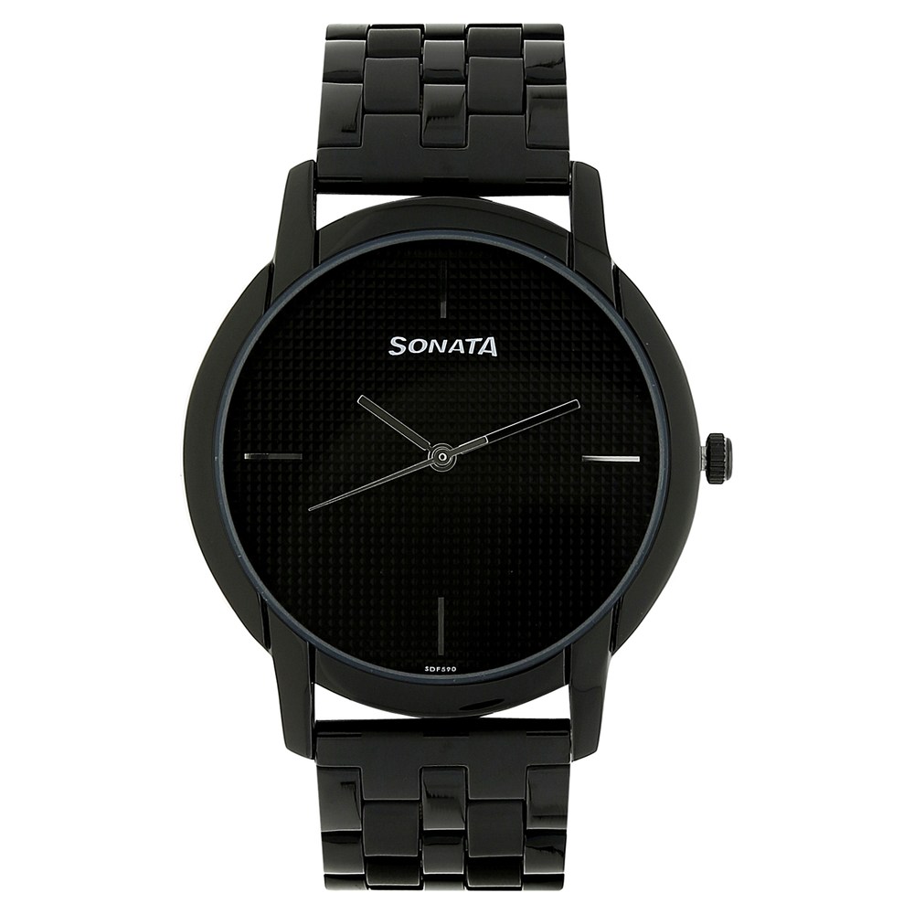 Black metal shop watches in sonata