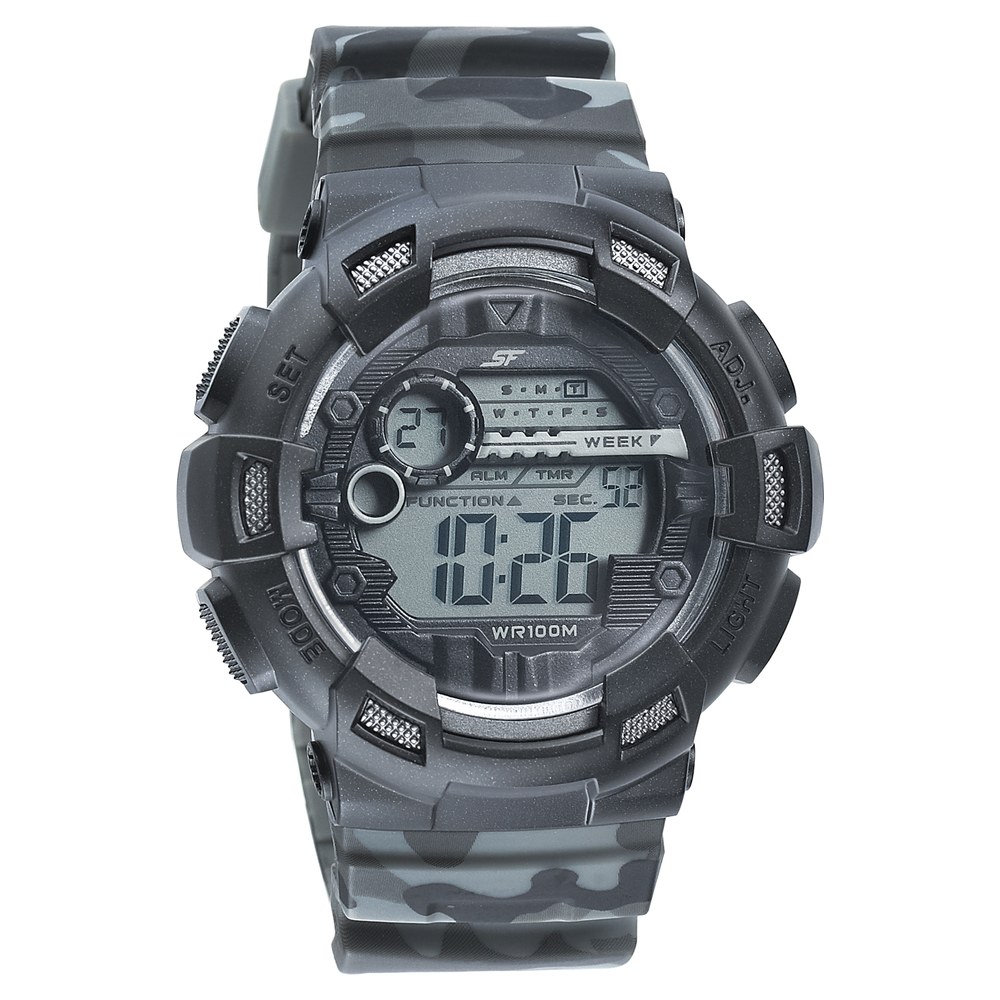 Buy Online SF Digital Dial PU Strap Watch for Men ns77053pp07 Sonata