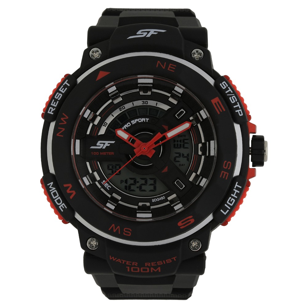 Buy Online SF Quartz Analog Digital Black Dial Plastic Strap Watch for Men np77071pp01 Sonata