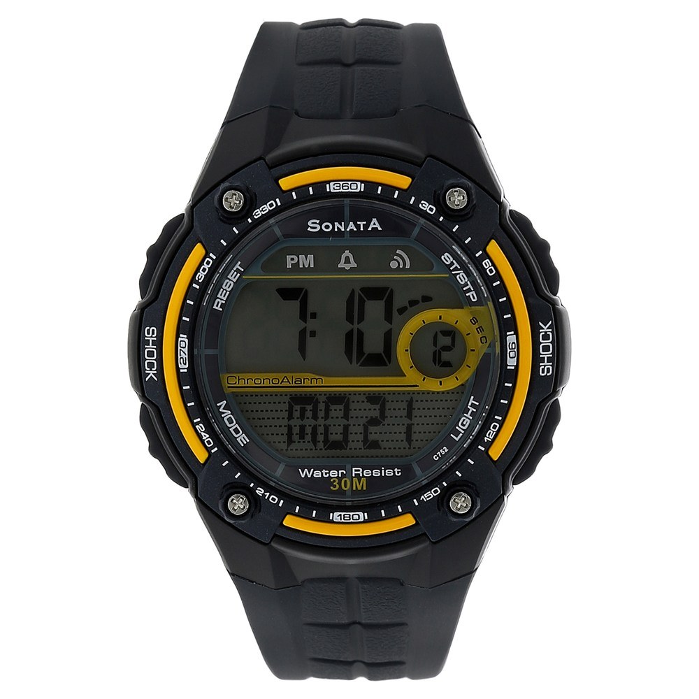 Buy Online SF Digital Dial Black Plastic Strap Watch for Men 7949pp02 p Sonata