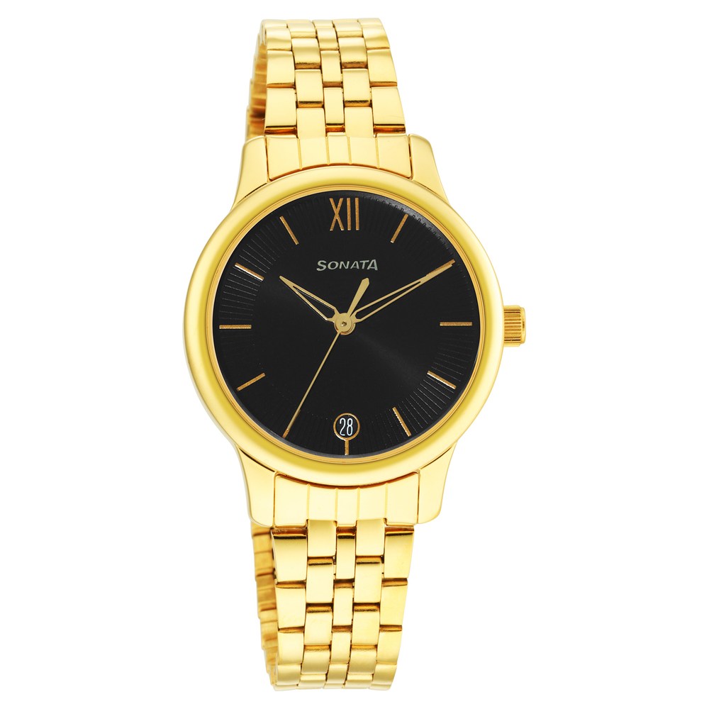 Sonata watches golden colour sale